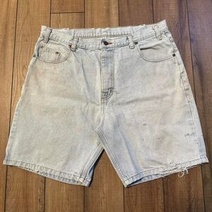Vintage Denim Shorts Men's‎ Size 38 Distressed Light Wash 90s Relaxed Fit Jorts